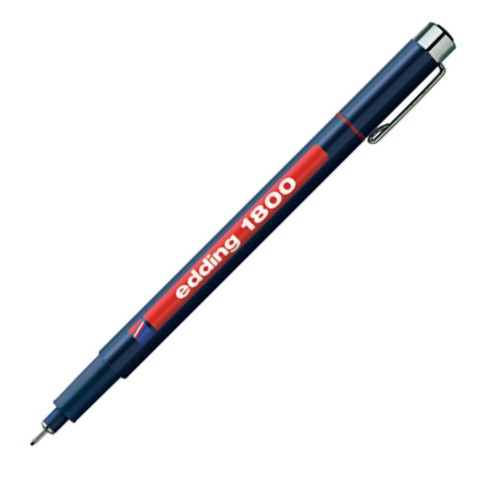 Edding 1800 Profipen Fineliner Blu, 10 Penne, Punta Metallica 0,25 Mm, Inchiostro Waterproof, Per Disegno Tecnico E Schizzi