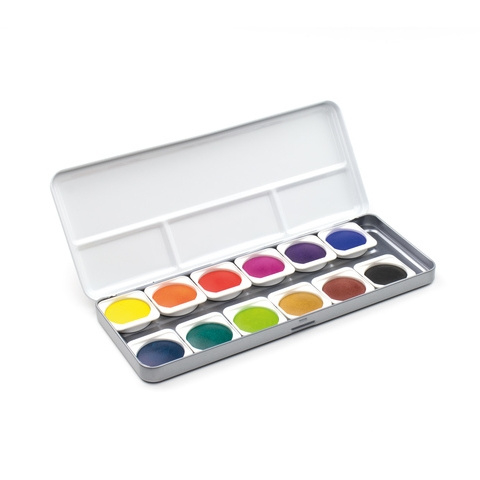 FINETEC - verftablet 30mm waterverf aquarel 89012 - 12 kleuren