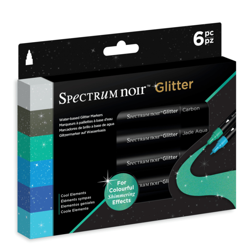 Spectrum Noir glitter markers - Cool Elements - set van 6