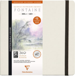 Clairefontaine Etival Aquarelpapier boek - 21 x 21 cm - 24 vellen 300 grams - hot pressed +  12 postkaarten