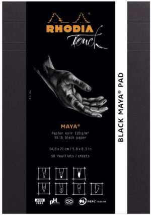 Rhodia Touch Maya Pad Black A5 - 50 vellen - 120 grams zwart papier