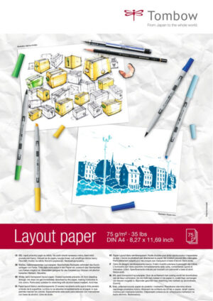 Tombow Layout alcohol marker papier A4 - 75 vellen - 75 grams Wit
