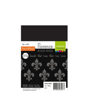 Florence Black Paper Smooth A6 - 40 vellen - 300 grams - zwart papier