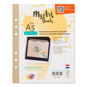 MyArtBook papier A5 - 20 vellen - 110 grams - Recycling Kraft Fluting Grey