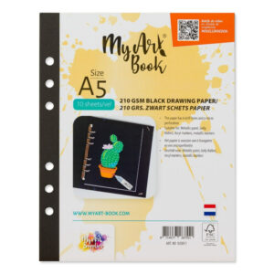MyArtBook papier A5 - 10 vellen - 210 grams - Zwart tekenpapier