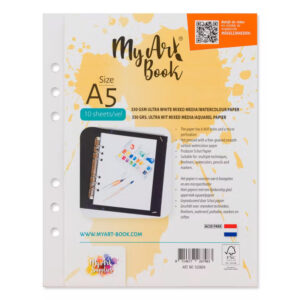 MyArtBook papier A5 - 10 vellen - 350 grams - Ultra wit Mixed Media / Aquarelpapier