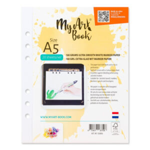 MyArtBook papier A5 - 20 vellen - 160 grams - Ultra Smooth alcohol marker wit papier