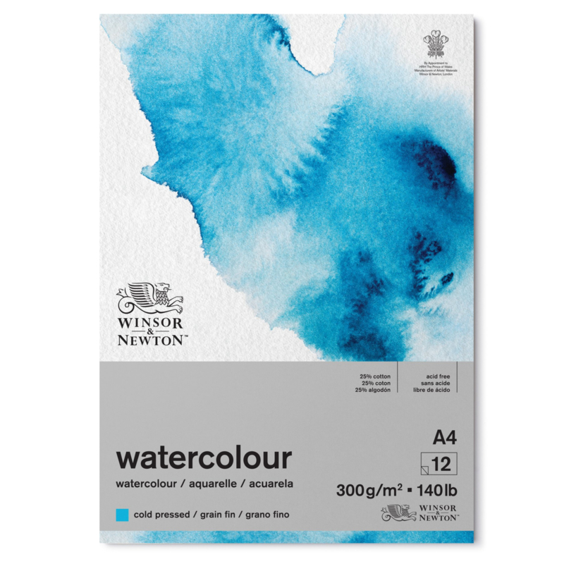 Winsor & Newton Aquarelpapier blok A4 - cold pressed - 300 grams - 12 vellen