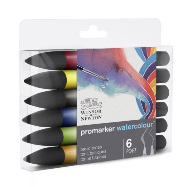 Winsor & Newton Promarker Watercolour brushpennen - Basic tones  - set van 6