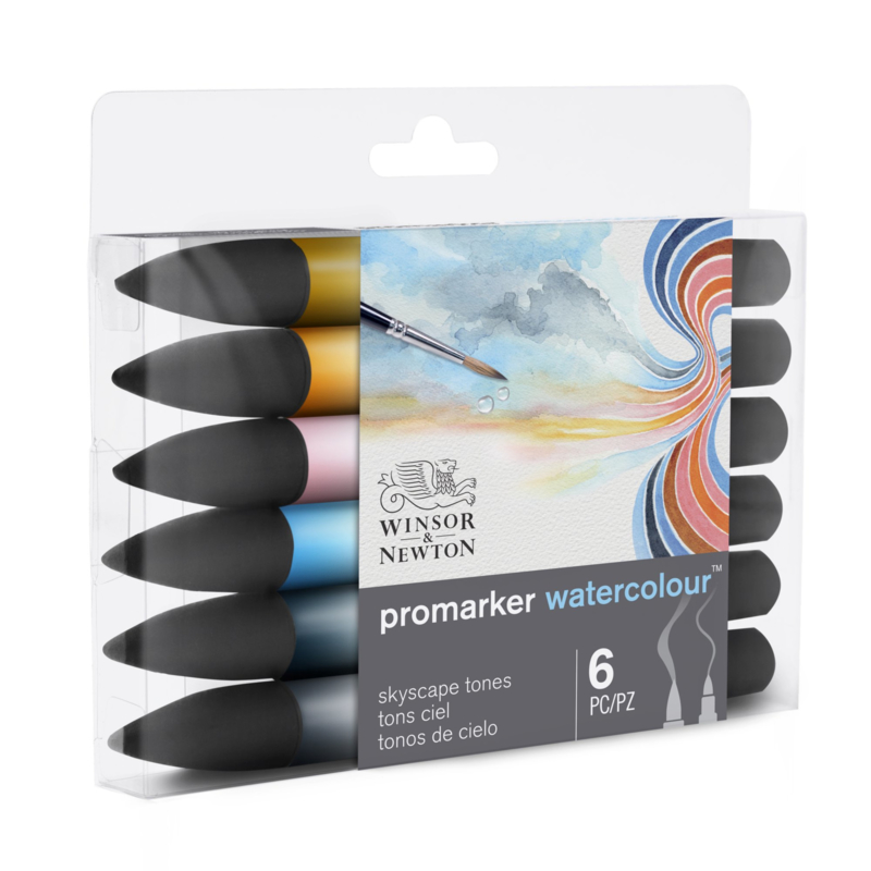 Winsor & Newton Promarker Watercolour brushpennen - Sky tones  - set van 6