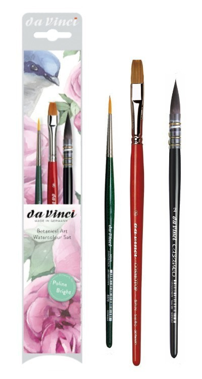 Da Vinci Botanical Art Watercolour penselenset - Serie 4216 - Set van 3