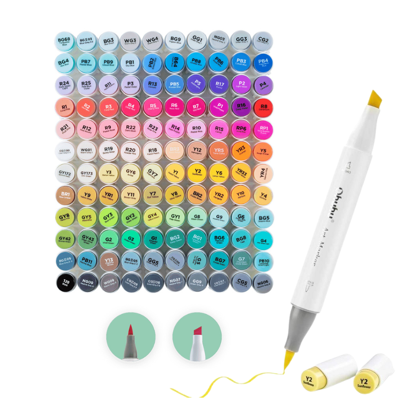 Ohuhu Alcohol based Art markers Brush & chisel Pastel Colors Sweetness & Blossoming set van