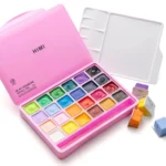 HIMI Gouache - set van 24 kleuren x 30g - in kunststof opbergbox roze - Afbeelding 2