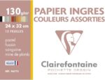Clairefontaine map pastel tekenpapier 24x32cm - 130 grams - 12 vellen mix kleuren