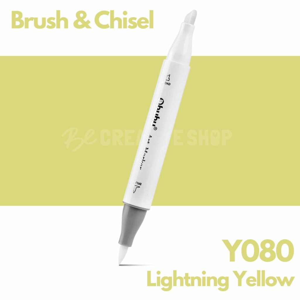 Ohuhu Alcohol based Art marker Brush & chisel - Y080 Lightning Yellow