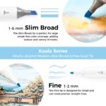 Ohuhu Kaala Alcohol based Art markers - 60 Landscape Tones - Slim Broad & Fine - Afbeelding 3