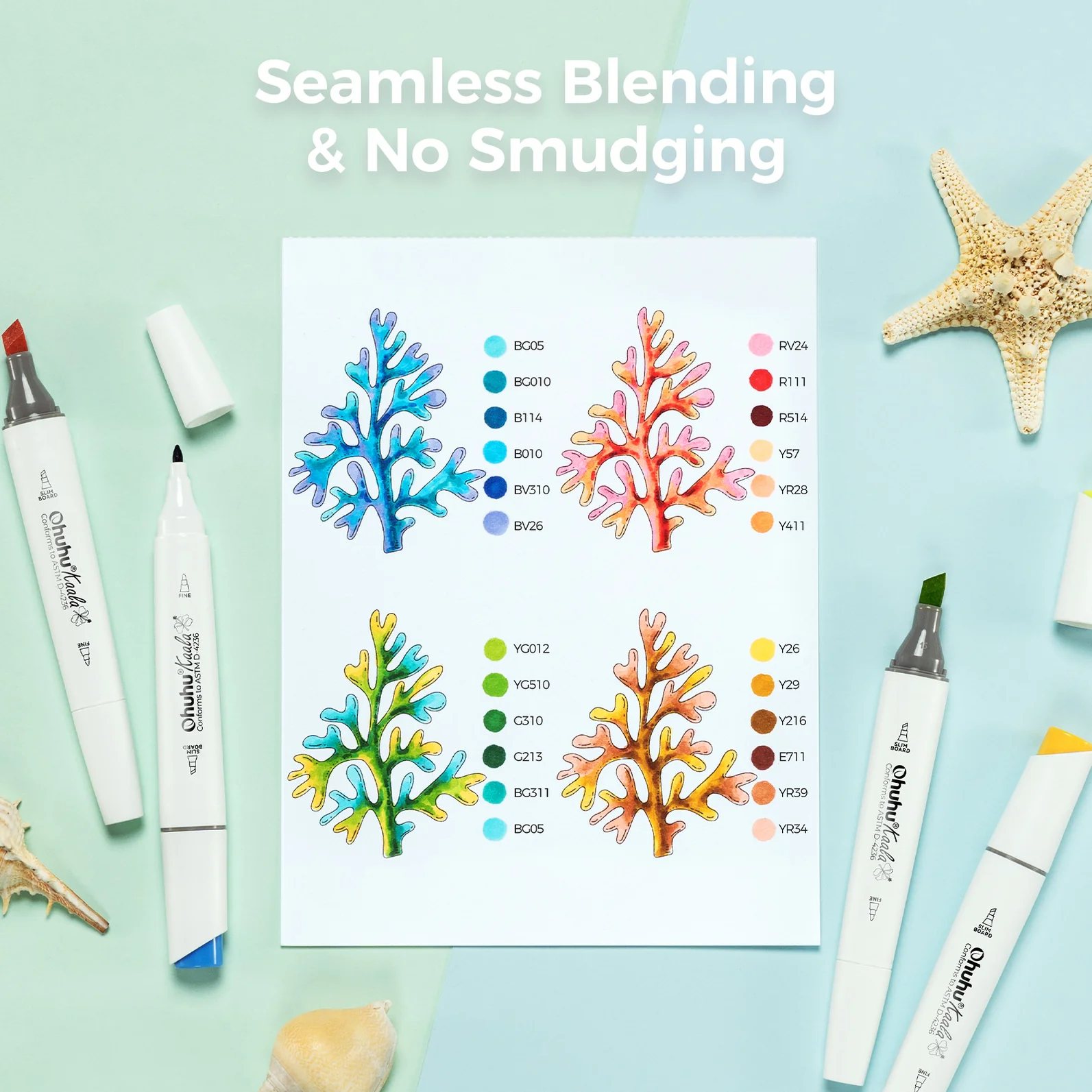 Ohuhu Kaala Alcohol based Art markers - 60 Landscape Tones - Slim Broad & Fine - Afbeelding 6