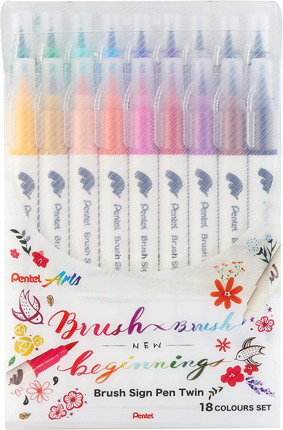 Pentel Brush Sign Pen Twin SESW30C set van 18 Kleuren Be Creative Shop