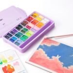 HIMI Gouache - set van 36 kleuren 12g - Twin split cups Lila + 3 penselen - Afbeelding 3