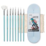 HIMI Gouache penselen - Set van 8 in kunststof bewaarblik Ice Blue