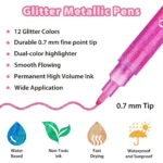 Ohuhu Glitter Metallic Marker Pens 0.7mm - set van 12 - Afbeelding 4