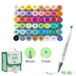 Ohuhu Honolulu 48 kleuren Alcohol Art Markers Brush & Chisel + grijs/groen etui
