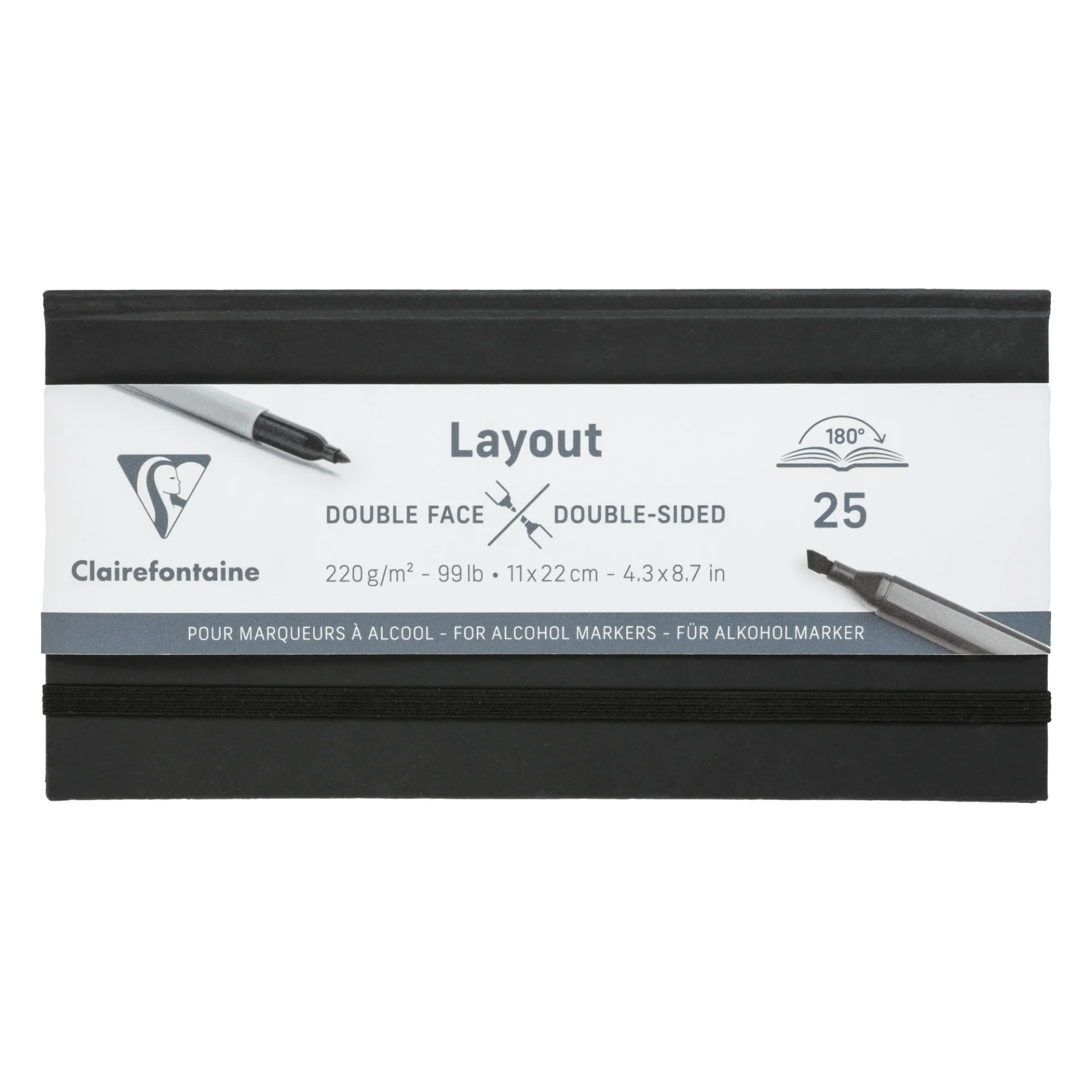975341C_1 Clairefontaine Double Face Layout Book alcoholmarker papier - 25 vellen - 11x22cm - Afbeelding 1