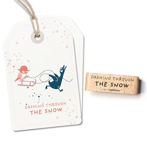 Cats on Appletrees - Houten stempel - 40x15mm - Dashing through the snow