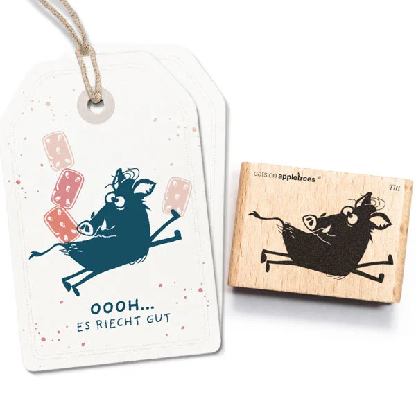 Cats on Appletrees - Houten stempel - 45x35mm - Wild Boar Titi