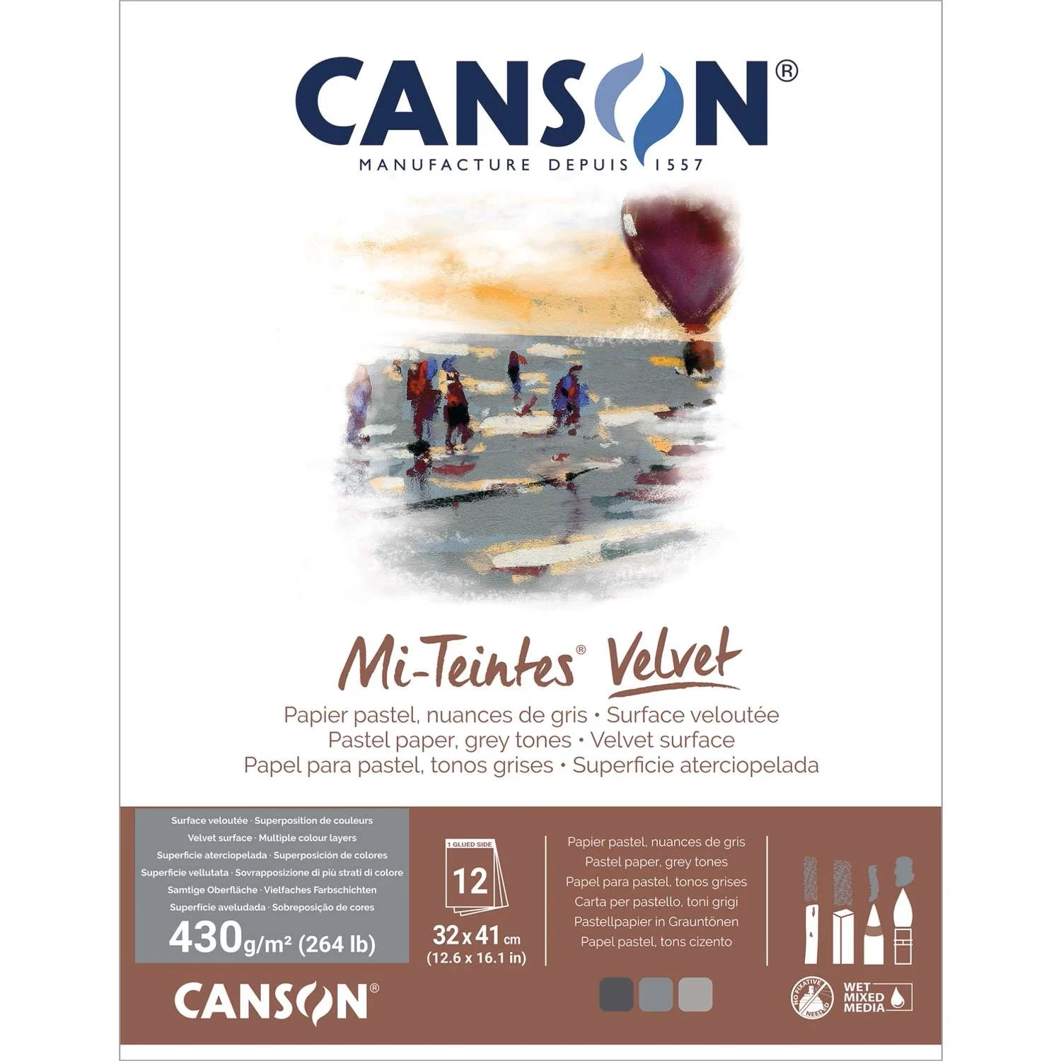 CANSON Mi-Teintes® Papier Blok – Honingraatpatroon, 20 Vellen 32x41 Cm, 160 G/m², Bruintinten