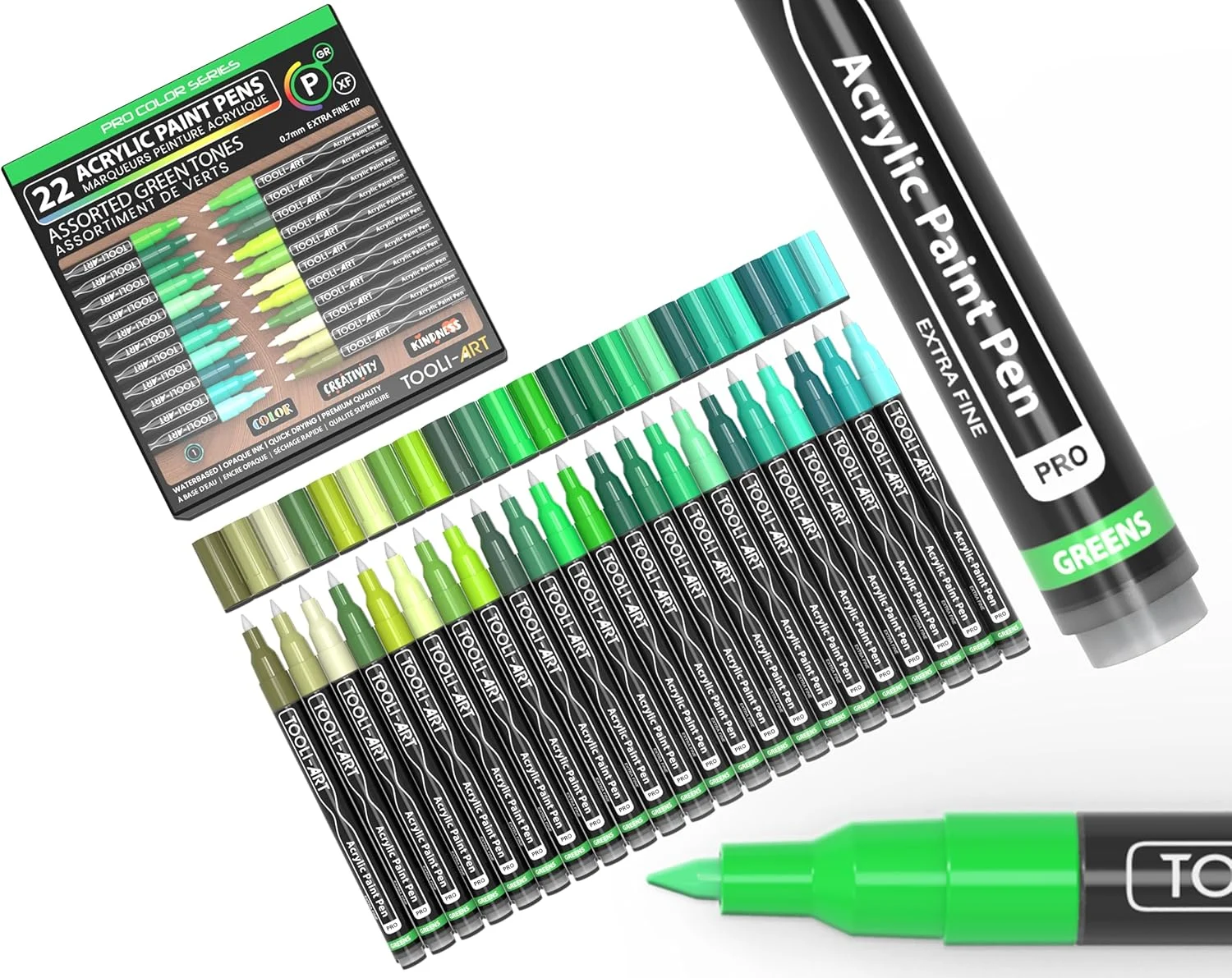 TOOLI-ART Acrylmarker Pro Color XF 0.7mm set van 22 - Groen tinten