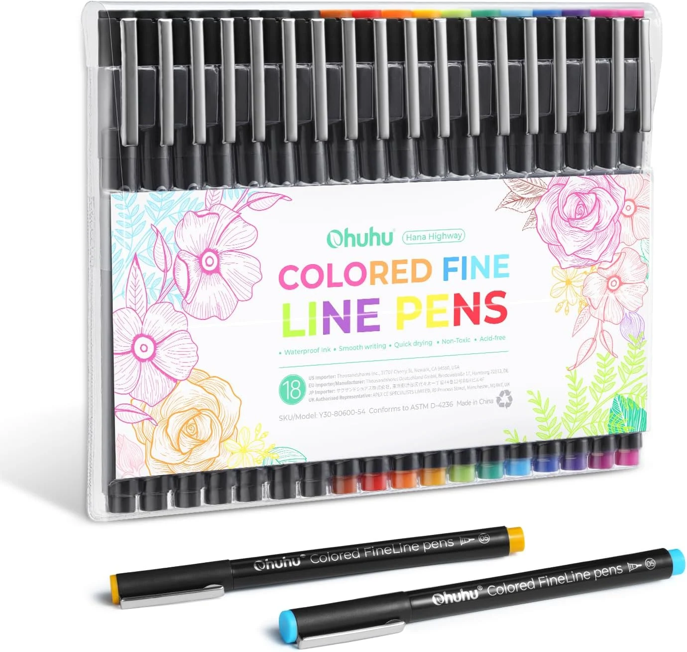 Ohuhu Hana Highway Fineliners – set van 18