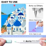 Arrtx Acrylmarkers Paint Brush Tip Markers - 60 basis kleuren (60A) - Afbeelding 10