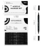 Arrtx Acrylmarker Paint Dual Tip Markers - set van 8 zwart - Afbeelding 6