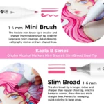 Ohuhu Kaala B Alcohol based Art markers - 60 Illustration Tones - Slim Broad & Mini Brush - Afbeelding 2