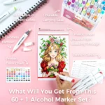 Ohuhu Kaala B Alcohol based Art markers - 60 Illustration Tones - Slim Broad & Mini Brush - Afbeelding 4