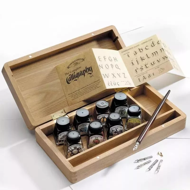 Winsor & Newton complete kalligrafie set in luxe houten kist - 14 delige set