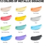 HIMI - Gouache Metallic - set van 12 kleuren 12g - Twin split cups - Afbeelding 2