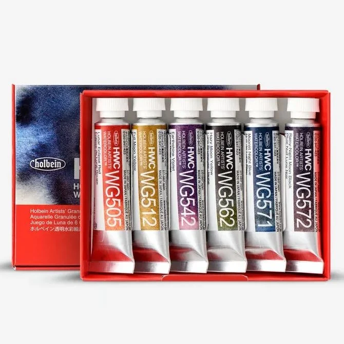 Holbein Artists Watercolor 5ml WG599 set van 6 tubes Granulating set Moon