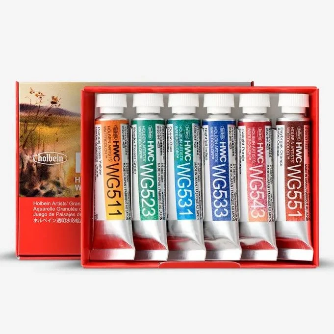 Holbein Artists Watercolor 5ml WG598 set van 6 tubes Granulating set Landscape