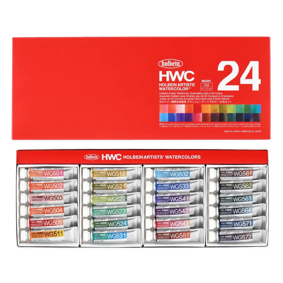 Holbein Artists Watercolor 5ml WG591 set van 24 tubes Granulating