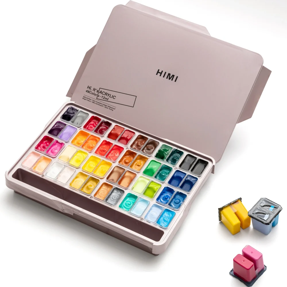 HIMI Twin Cup Jelly Acrylverf Set - 48 kleuren 12g