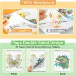 Ohuhu Double-Sided Bleedproof Coloring Book Mandala & Animals - Afbeelding 7