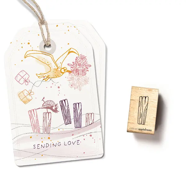 Cats on Appletrees - Houten stempel - 25x15mm - Wooden Post 3