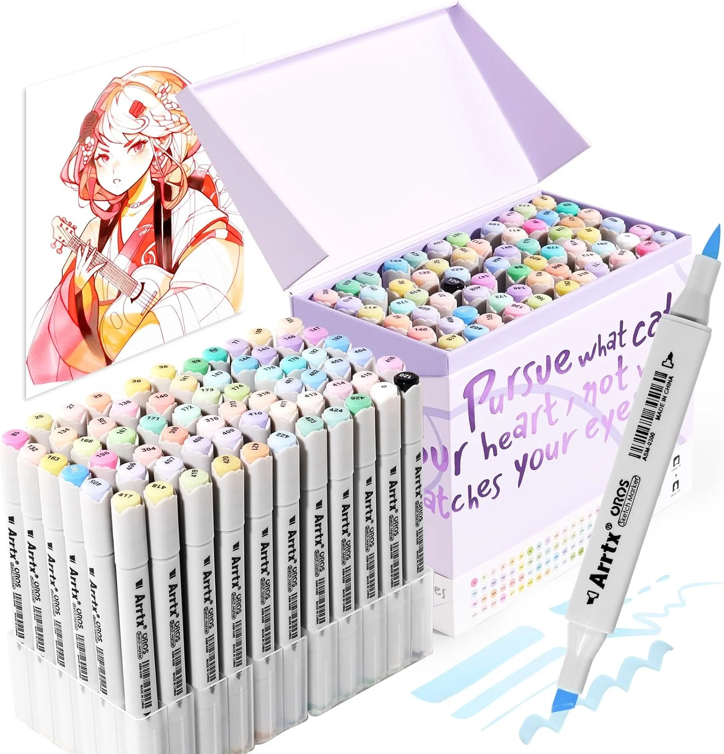 Arrtx OROS Alcohol based Art markers Brush & chisel – set van 66 Pastel Colors