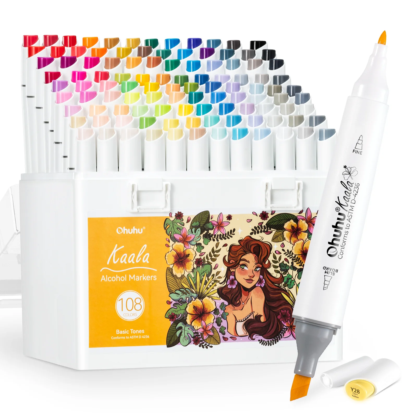 Ohuhu Kaala Dual Tips Alcohol Art Markers- 108 Colors Slim Broad & Fine