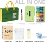 HIMI Gouache van 72 kleuren 12g - Twin split cups + 3 penselen + gouache pad + paletmes + mengpalet + mini opvouwbare beker + vilten tas - Afbeelding 4