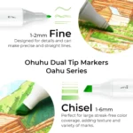 Ohuhu Oahu 40 kleuren Alcohol Art Markers Fine & Chisel - Afbeelding 4
