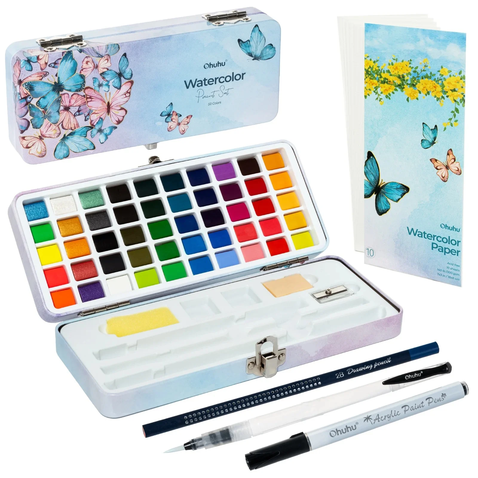 Ohuhu 50 kleuren Aquarelverf set