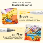 Ohuhu x Bobbie Goods Honolulu B 48 kleuren Alcohol Art Markers Brush & Fine - Afbeelding 4